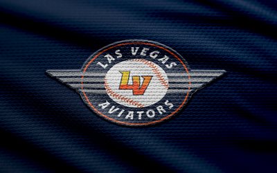 logotipo de tela de los vegas aviators, 4k, fondo de tela azul, pcl, bokeh, béisbol, logotipo de los aviadores de las vegas, emblema de los aviadores de las vegas, liga de la costa del pacífico, equipo de beisbol americano, aviadores de las vegas