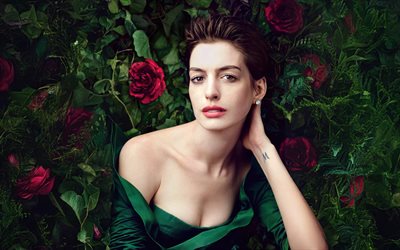 anne hathaway, vogue photoshoot, amerikkalainen näyttelijä, vihreä mekko, suosittuja näyttelijöitä, hollywood, muodissa, anne jacqueline hathaway, anne hathaway photoshoot