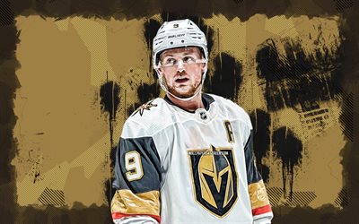 4k, ジャック・アイシェル, 茶色のグランジの背景, ベガスゴールデンナイツ, nhl, アメリカのホッケー選手, ジャック・アイシェル4k, ホッケー, ナショナルホッケーリーグ, ジャック・エイチェル・ベガス・ゴールデン・ナイツ
