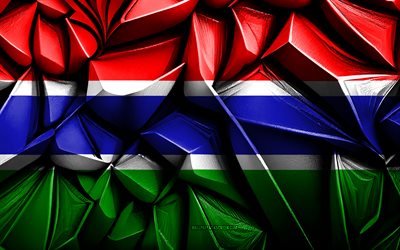 Flag of Gambia, 4k, 3d creative texture, Gambia 3d flag, Africa, Gambia flag, 3d art, Gambia, flag of African countries