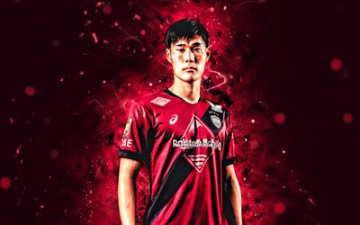Tetsushi Yamakawa, 4k, purple neon lights, Vissel Kobe, J1 League, Japanese footballers, Tetsushi Yamakawa 4K, football, Vissel Kobe FC, soccer, Tetsushi Yamakawa Vissel Kobe