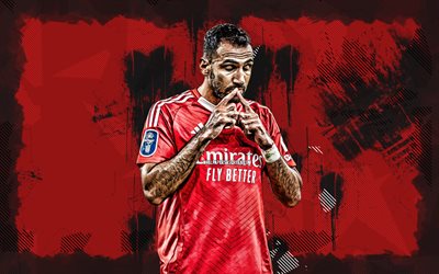4k, vangelis pavlidis, 붉은 그런지 배경, 벤피카 fc, primeira liga, 그리스 축구 선수, vangelis pavlidis 4k, 축구, 리가 포르투갈, vangelis pavlidis benfica, sl benfica