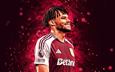 tyrone mings, 4k, mor neon işıklar, aston villa fc, premier lig, ingiliz futbolcular, tyrone mings 4k, aston villa, avfc, futbol, tyrone mings aston villa