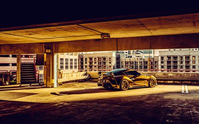 2025, Toyota Supra, 4k, rear view, exterior, sports car, gold Toyota Supra, evening, sunset, tuning Toyota Supra, Japanese sports cars, Toyota