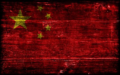 bandiera di legno in porcellana, 4k, bandiere grunge in legno, paesi asiatici, bandiera della cina, giorno della cina, asia, bandiera cinese, cina, simboli nazionali cinesi, flag di cina