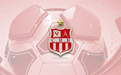 CR Belouizdad glossy logo, 4K, red football background, Algerian Ligue Professionnelle 1, soccer, CR Belouizdad, Algerian football club, CR Belouizdad emblem, CR Belouizdad logo, Belouizdad FC