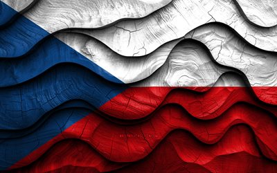 4k, tjeckisk flagga, europeiska länder, trä 3d  vågor flaggor, tjeckiens dag, tjeckiska flaggor, tjeckien träflagga, europa, tjeckiska nationella symboler, tjeckien flagga, tjeckien