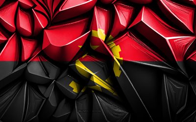 علم أنغولا, 4k, ثلاثي الأبعاد الملمس الإبداعي, أنغولا 3d العلم, أفريقيا, الفن ثلاثي الأبعاد, أنغولا, علم البلدان الأفريقية