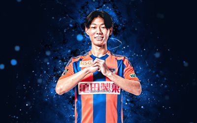 Hayato Inamura, 4k, blue neon lights, Albirex Niigata FC, J1 League, Japanese footballers, Hayato Inamura 4K, football, soccer, Albirex Niigata, Hayato Inamura Albirex Niigata