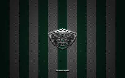 logo everett silvertips, team di hockey americana, western hockey league, background di carbonio bianco verde, whl, everett silvertips emblem, hockey, everett silvertips, usa