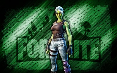soldado de zombie ghoul fortnite, 4k, fondo diagonal verde, arte grune, fortnita, obra de arte, piel del soldado de ghoul zombie, personajes de fortnite, trooper zombie ghoul, piel de soldado de ghoul zombie fortnite