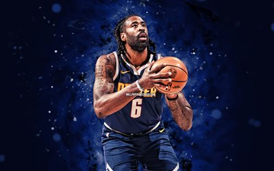 Deandre Jordan, 4k, blue neon lights, Denver Nuggets, NBA, american basketball players, Deandre Jordan 4K, basketball, National Basketball Association, Deandre Jordan Denver Nuggets