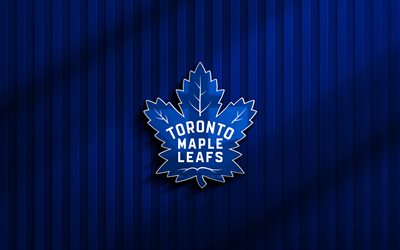 4k, Toronto Maple Leafs 3D logo, NHL, blue 3D background, hockey, Toronto Maple Leafs emblem, Toronto Maple Leafs logo, american hockey club, Toronto Maple Leafs