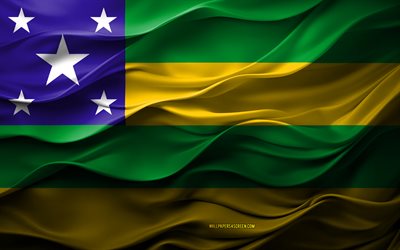 4k, drapeau de sergipe, états du brésil, drapeau de sergipe 3d, brésil, drapeau de sergie, texture 3d, jour de sergipe, symboles nationaux brésiliens, art 3d, sergipe