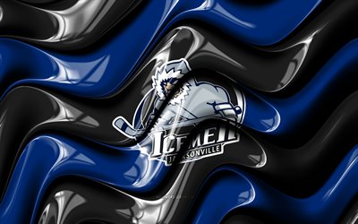 Jacksonville IceMen 3D logo, 4k, black blue 3D waves, ECHL, hockey, Jacksonville IceMen flag, creative, Jacksonville IceMen logo, Jacksonville IceMen emblem, Jacksonville IceMen