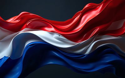 bandera de holanda, 4k, arte creativo, bandera de países bajos, entrelazando líneas 3d, bandera holandesa, países bajos, bandera holandesa 3d, fondo oscuro