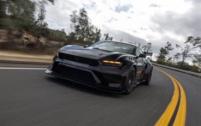 4k, paquete de rendimiento ford mustang gtd, camino, 2026 coches, desenfoque de movimiento, sintonización, superdeportivos, ford mustang 2026, autos americanos, vado