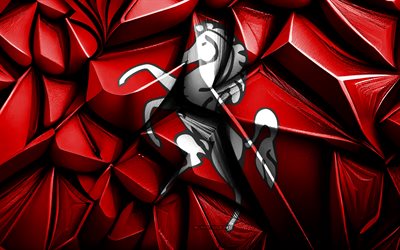 bandera de kent, 4k, textura creativa 3d, bandera 3d de kent, condados ceremoniales, inglaterra, arte 3d, bandera de la región de kent, kent