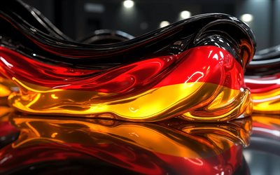 Germany glass flag, 4k, glass wavy flags, Europian countries, flag of Germany, Europe, Germany glowing flag, German flag, Germany, Day of Germany, German national symbols, Germany 3D flag, Germany flag