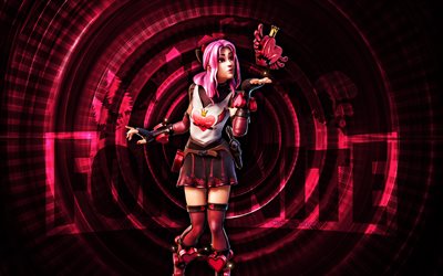 belle fortnite, 4k, fond de spirale rouge, fortnite, créatif, belle peau, fortnite belle peau, beau, personnages fortifiés