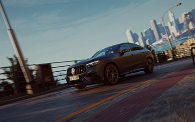 4k, मर्सिडीज एएमजी जीएलसी 53 कूप, धीमी गति, 2026 कारें, सी254, सड़क, 2026 मर्सिडीज एएमजी जीएलसी 53 कूप, जर्मन कारें, मर्सिडीज