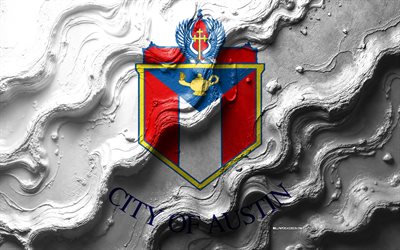 ऑस्टिन झंडा, 4k, पत्थर की लहर बनावट, अमेरिकी शहरों के झंडे, ऑस्टिन का झंडा, 3डी ऑस्टिन ध्वज, यूएसए, ऑस्टिन शहर का झंडा, ऑस्टिन, टेक्सास