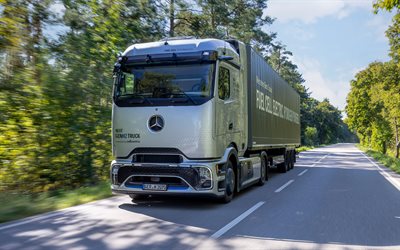 2026, mercedes benz actros nextgenh2, 4k, ön görünüm, hidrojen kamyonları, mercedes benz actros, kargo taşımacılığı kavramları, teslimat, alman kamyonları, mercedes benz