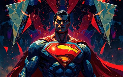 Superman, 4k, darkness, vector art, superheroes, Marvel Comics, creative background, Superman Art, fan art, Superman 4K