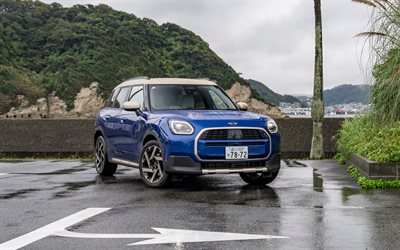 mini countryman, 4k, parking, 2026 voitures, croisements, u25, mini countryman bleu, mini countryman 2026, voitures britanniques, mini