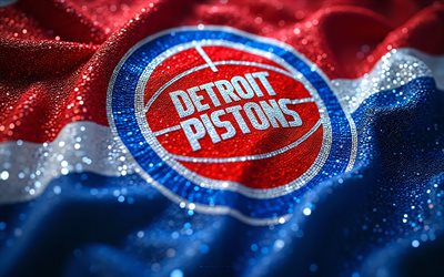 Detroit Pistons gems logo, 4k, blue red gems background, NBA, Detroit Pistons logo, gems art, Detroit Pistons emblem, USA, Detroit Pistons, basketball