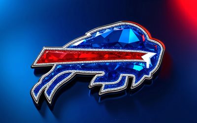 Buffalo Bills crystal logo, 4k, blue gradient metal background, crystal art, Buffalo Bills emblem, USA, Buffalo Bills, American football, Buffalo Bills logo, NFL