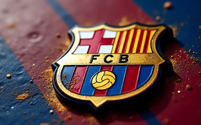 fc barcelonas metalllogga, 4k, blå vinröd metall bakgrund, fc barcelonas emblem, spanien, fc barcelona, la liga, fc barcelonas logotyp, fotboll, barcelona logotyp, barcelona