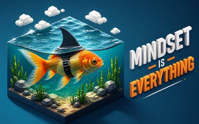4k, ajattelutapa on kaikki, isometrinen taide, kultakala hainevalla, ajatusmaailman lainaukset, kultakala veden alla, 3d kultakala, ajattelutapa on kaikki käsitteet, kultakala, inspiraatiota, ajattelutapa on kaikki taidetta, motivoivia lainauksia