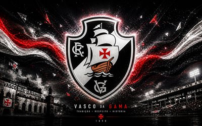 cr vasco da gama, 4k, clube de futebol brasileiro, logotipo do cr vasco da gama, arte do futebol, fundo abstrato branco, emblema do cr vasco da gama, série a brasileira, futebol, brasil, logotipo do vasco da gama, vasco da gama