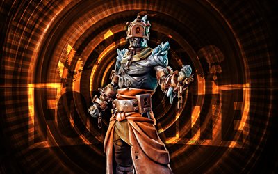 The Prisoner Fortnite, 4k, orange spiral background, Fortnite, creative, The Prisoner Skin, Fortnite The Prisoner Skin, The Prisoner, Fortnite characters