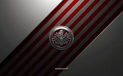 eintracht frankfurt logo, 4k, stahlhintergrund, deutscher fußballverein, rote weiße linien, eintracht frankfurt emblem, bundesliga, eintracht frankfurt, deutschland, fußball