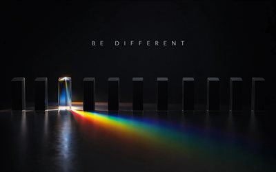 ser diferente, 4k, minimalismo, cristales, creativo, ser conceptos diferentes, oscuridad, ser diferente inscripción, obra de arte, ser arte diferente