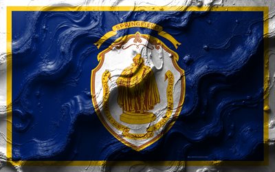 Springfield flag, 4k, stone wave texture, flags of American cities, Flag of Springfield, 3d Springfield flag, USA, flag of Springfield city, Springfield city flag, Springfield, Massachusetts