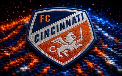 fc cincinnati kangaslogo, 4k, sininen oranssi 3d tausta, mls, jalkapallo, fc cincinnatin logo, fc cincinnati 3d logo, fc cincinnati, amerikkalainen jalkapalloseura, cincinnati fc