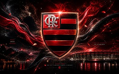 سي آر فلامينجو, 4k, نادي كرة القدم البرازيلي, شعار سي آر فلامنجو, فن كرة القدم, خلفية مجردة سوداء حمراء, شعار فلامينجو, شعار سي آر فلامينجو, الدوري البرازيلي أ, كرة القدم, البرازيل, فلامنجو