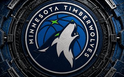 Minnesota Timberwolves metal logo, 4k, blue metal background, NBA, basketball, Minnesota Timberwolves logo, Minnesota Timberwolves 3D logo, american basketball team, Minnesota Timberwolves