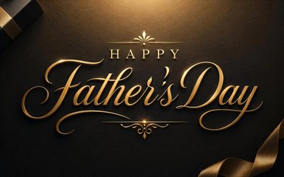 4k, Happy Fathers Day, luxury design, father and son, greeting card, Happy Fathers Day concepts, brown background, creative, calligraphic letters, Happy Fathers Day inscription