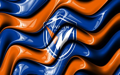 V-Varen Nagasaki 3D logo, 4k, blue orange 3D waves, J2 League, football, V-Varen Nagasaki flag, creative, V-Varen Nagasaki logo, V-Varen Nagasaki, japanese soccer club, soccer, V-Varen Nagasaki FC