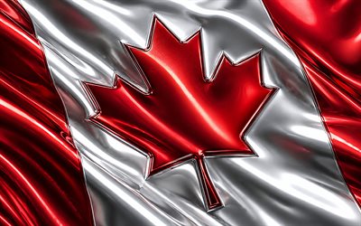 kanada metalik bayrağı, 4k, metal 3d bayraklar, kuzey amerika ülkeleri, kanada bayrağı, kanada günü, sanat eseri, kanada metal bayrağı, kanada, kanada ulusal sembolleri