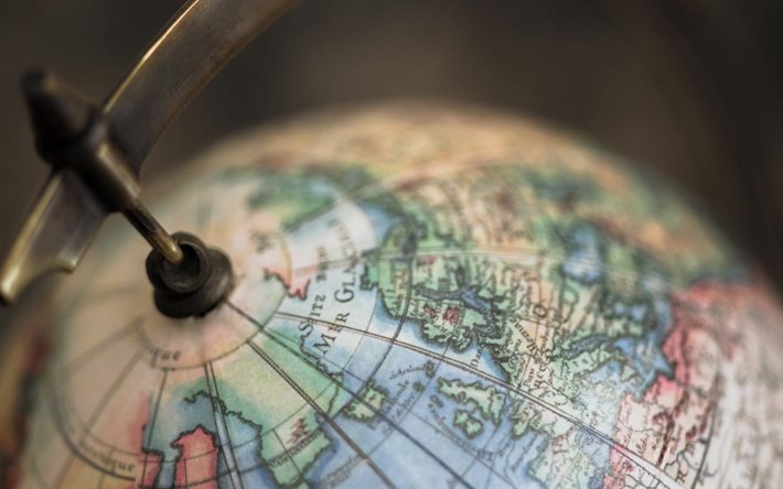globo terráqueo, mapa mundial, los viajes, close-up