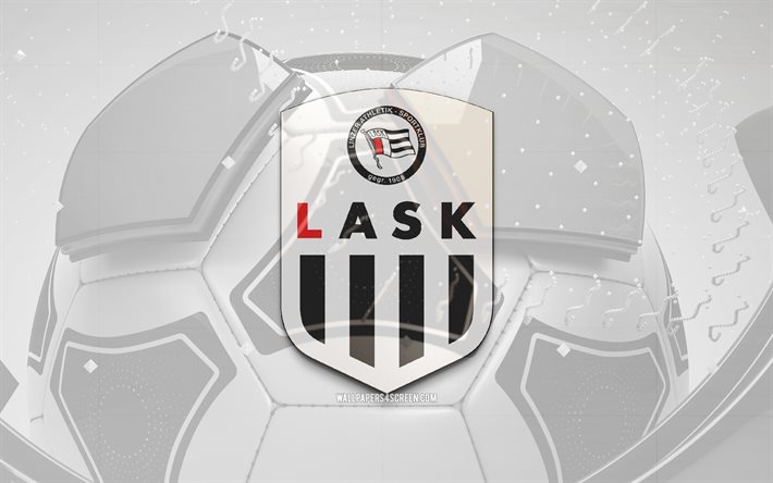 laskglans logotyp, 4k, svart fotbollsbakgrund, österrikisk bundesliga, fotboll, österrikisk fotbollsklubb, laskemblem, lask fc, sportlogotyp, logotyp, lask