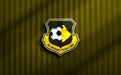 4k, sao bernardo fc 3d logo, serie brasiliana c, sfondo 3d giallo, calcio, emblema sao bernardo fc, logo sao bernardo fc, sao bernardo fc, club di calcio brasiliano, fc sao bernardo