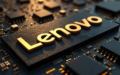Lenovo golden 3d logo, 4k, black technology background, Lenovo logo, Lenovo, golden creative art, creative art, Lenovo emblem, Lenovo 3d logo