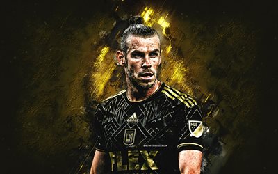 Gareth Bale, Los Angeles FC, LAFC, Welsh football player, MLS, golden stone background, USA, football