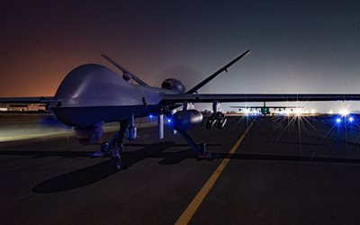 MQ-9 Reaper, night, Predator B, American unmanned aerial vehicle, UAV, US Air Force, General Atomics MQ-9 Reaper, USA, United States Air Force, USAF